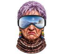 Sottocasco da sci per uomo, design realistico del viso della nonna | Divertente copriviso da sci, copricapo elastico, vestibilità leggera con protezione dal vento, per gite all'aperto