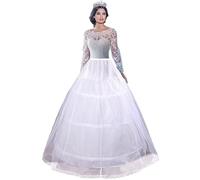 Sottogonna Abiti da Sposa Ragazza 3 Cerchio 1 Strato Sottoveste Abito Sottoveste Gonne Sottogonna da Donna Damigella Vestito da Sottogonne Matrimonio 3 Hoops 1 Layer Net Wedding Petticoat(Bianco,42)