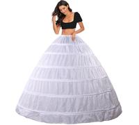 Sottogonna da Donna 6 Cerchio Crinolina Cerchi Sottogonna per Abito da Sposa Ball Gown 6 Hoop Wedding Petticoat Skirt Sottovesti e Sottogonna Sottogonne Gonne da Donna Underskirt(Bianco,48)