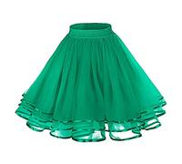 Sottogonna da donna anni '50 retrò sottogonna vintage A-line crinolina mezze slip per Rockabilly tutù gonna Rockabilly abito festivo, C verde, Taglia unica