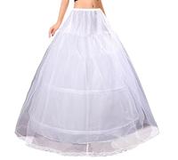 Sottogonna Donna 2 Hoops 1 Layer Tulle Sottovesti Sottogonna Lunga Donna Gonna Crinolina Rockabilly Vintage Sottoveste per Carnevale 2 Cerchio 1 Strato Wedding Petticoat per Abiti da Sposa(Bianco,44)