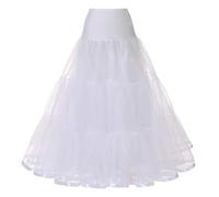 Sottogonna Petticoat Crinolina Tulle Lunga A-Line Sottogonne Donna Balletti Danza Underskirt 50's Organza Retro Tutu Gonna tutù Vintage 1950's Rockabilly Sottovesti e Sottogonna(Bianco,40)