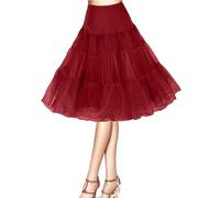 Sottogonna retrò anni '50 per le donne Vintage A-line Crinolina Mezza Slip Hoopless Tutu anni '50 Swing Vintage Sottogonna Tutu Retro Vintage Sottogonna, Borgogna, 50