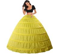 Sottogonna Sposa 6 Cerchi Crinolina Sottoveste per Abito da Nozze Sottovesti e Sottogonne Mezza-Slips 6 Hoops Wedding Petticoat Gonne Ball Gown sotto Gonna Tromba Scivolo Underskirt(Giallo)