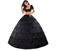 Sottogonna Sposa 6 Cerchi Crinolina Sottoveste per Abito da Nozze Sottovesti e Sottogonne Mezza-Slips 6 Hoops Wedding Petticoat Gonne Ball Gown sotto Gonna Tromba Scivolo Underskirt(Nero)