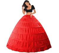 Sottogonna Sposa 6 Cerchi Crinolina Sottoveste per Abito da Nozze Sottovesti e Sottogonne Mezza-Slips 6 Hoops Wedding Petticoat Gonne Ball Gown sotto Gonna Tromba Scivolo Underskirt(Rosso)