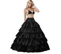 Sottogonna Sposa Lungo per Nozze Gonna 4 Cerchio 5 Flouncing Sottogonna Sottoveste Donna per Abito Sottoveste Abito da Sera Retro 1950 Crinolina per Rockabilly Hallowen Matrimonio Carnevale(Nero)