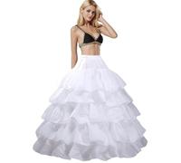 Sottogonna Sposa Lungo per Nozze Gonna 4 Cerchio 5 Flouncing Sottogonna Sottoveste Donna per Abito Sottoveste Abito da Sera Retro 1950 Crinolina per Rockabilly Hallowen Matrimonio Carnevale(Bianco)