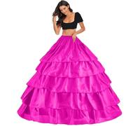 Sottogonna Sposa Lungo per Nozze Gonna Donna 4 Cerchio 5 Flouncing Petticoat per Abito da Sera con 5 Strati Balze Gonna Rockabilly Sottoveste per Natale Carnevale Hallowen Matrimonio(Rosa,46)