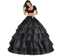 Sottogonna Sposa Lungo per Nozze Gonna Donna 4 Cerchio 5 Flouncing Petticoat per Abito da Sera con 5 Strati Balze Gonna Rockabilly Sottoveste per Natale Carnevale Hallowen Matrimonio(Nero,46)