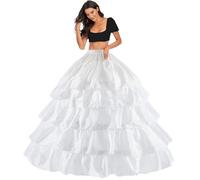 Sottogonna Sposa Lungo Petticoat per Gonna Nozze 4 Cerchio 5 Strati Balze Crinolina Rockabilly Underskirt Matrimonio Sottoveste Hallowen Carnevale Sottovesti e Sottogonna Intimo Modellante(Bianco)
