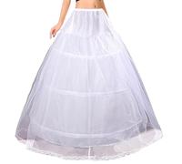 Sottogonna Sposa, Lungo Petticoat per Nozze, 3 Hoop 1 Layer Wedding Sottovesti per Carnevale, 3 Cerchio 1 Strato Crinolina Balze Pizzo Rockabilly Vintage Sottoveste Per Vestiti da Cocktail(Bianco,44)