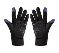 Sottoguanti termici da sci con touchscreen a due dita, guanti invernali leggeri in pile, unisex, antiscivolo, per corsa, ciclismo, sport all'aria aperta, colore nero (XL nero)