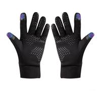 Sottoguanti termici da sci con touchscreen a due dita, interno in caldo pile, per sport invernali, ciclismo e corsa, impugnatura antiscivolo, per uomini e donne (XL, nero)