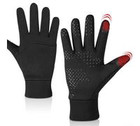 Sottoguanti termici da sci con touchscreen a due dita, interno in caldo pile, per sport invernali, ciclismo e corsa, impugnatura antiscivolo, per uomini e donne (M, nero)