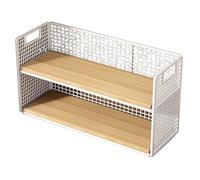 Sottolavello a 2 livelli, scaffale da scrivania naturale per cucina, ufficio e casa, soluzione versatile per libri, bagno e altro (40 cm)