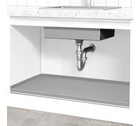 Sottolavello per cucina impermeabile, 94 x 48,3 cm, in silicone, tappetino protettivo per mobili da cucina e bagno, resistente e flessibile, con bordo, grigio freddo