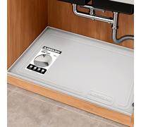 Sottolavello rialzato da 2,5 cm, 55,9 x 48,3 cm, senza BPA, in silicone, impermeabile, per bagno, cucina, armadio, mensola, sottolavello, colore: grigio chiaro