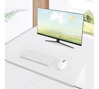 Sottomano da scrivania in pelle di lusso, impermeabile, tappetino per mouse con protezione per bordi, tappetino da scrivania per laptop/ufficio/casa, 80 x 40 cm, bianco