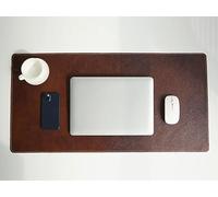 Sottomano da scrivania in vera pelle, Tappetino mouse da ufficio grande, Superficie di scrittura liscia, Base antiscivolo, Accessorio per l'area di lavoro resistente ed elegante(RedBrown,90x45cm)