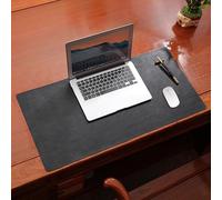Sottomano da scrivania in vera pelle, Tappetino mouse grande per gaming, Sottomano antiscivolo per laptop, con cucitura(Black,70x40cm)