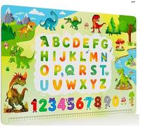 Sottomano da scrivania per bambini, lavabile, con dinosauri e motivo ABC, robusto sottomano per bambini in età prescolare e studenti