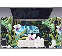 Sottomano Scrivania 90x45 cm Facile da Pulire Antiscivolo Superficie Protettiva Protezione e Decorazione in Vinile PVC per Ufficio e Casa Impermeabile - Camaleonte blu