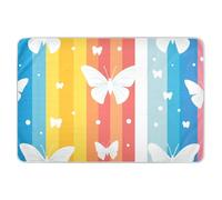 Sottopancia per letto con farfalle e strisce, morbide, assorbenti, antiscivolo, per bambini, 132 x 86,4 cm (lunghezza x larghezza), colore: bianco