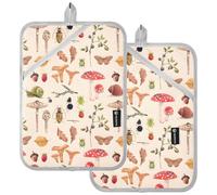 Sottopentola a caldo personalizzato, per acquerelli, funghi e bacche, resistenti al calore, guanti da forno per cottura e gadget da cucina, set di 2