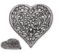 Sottopentola a cuore in ghisa - Sottopentola decorativa in ghisa per cucina o tavolo da pranzo - Design vintage, arrugginito - Con pioli/piedini in gomma - Metallo riciclato