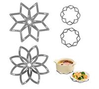 Sottopentola Allungabile, Sotto Pentola Acciaio Inox Resistente al Calore, Sottopentola Pentole Calde Design Fiocco di Neve e Fiore di Prugno, Appoggia Pentoles Calde per Pentole, Set da 2 Pezzi