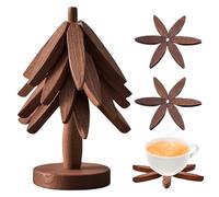 Sottopentola in legno per piatti caldi, set di 3 sottobicchieri a forma di albero, sottobicchiere pieghevole in legno, per piatti caldi, sottobicchieri riutilizzabili per piatti caldi