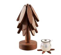 Sottopentola In Legno Per Piatti Caldi, Set Di Sottobicchieri In Legno, Set Di Sottopentola A Forma Di Albero, Tovagliette In Legno Per La Decorazione Della Tavola Di Natale