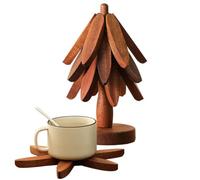 Sottopentola in legno, set di sottobicchieri antiscivolo, sottobicchieri a forma di albero in legno, per utensili da cucina, stufa, teiera