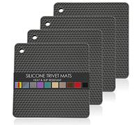 Sottopentola in silicone per pentole e padelle calde, set di 4 sottopentola multiuso per piatti caldi, resistente al calore, resistente, flessibile, in silicone, per piano di lavoro, facile da lavare