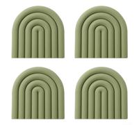 Sottopentola in silicone per piatti caldi, 4 pezzi, resistenti al calore fino a 232 °C, protezioni antiscivolo da cucina per pentole e padelle, multiuso come cucchiaio (verde oliva)