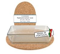 Sottopentola in sughero Cleverbrand resistente al calore, ovale, circa 24 x 15 cm, spessore 10 mm - Made in Portugal