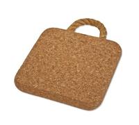 Sottopentola in sughero Cleverbrand, resistente al calore, quadrato, circa 15 x 15 cm, spessore 2 cm, con manico in corda, perfetto per piccole pentole o padelle - Made in Portugal