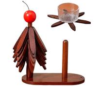 Sottopentola per piatti caldi | Set da tavola a tre zampe in legno estetico | Con supporto e supporto in tessuto estetico pieghevole - per piatti, ciotole, tazze, bevande, teiere, stoviglie su tavolo