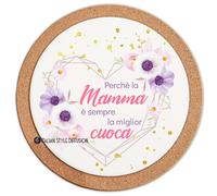 SOTTOPENTOLA PERSONALIZZATO CERAMICA E SUGHERO LA MAMMA È LA MIGLIOR CUOCA
