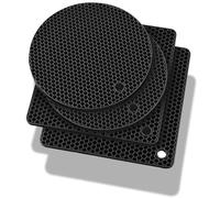 Sottopentola Silicone Set di 4, Nero Sottobicchieri Antiscivolo, Cucina Forma di Alveare, Asciugatura Sottobicchieri Resistente al Calore Fino, Tappetino Portavasi in Silicone Durevole