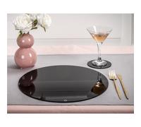 Sottopiatto più Sottobicchiere set 2 Pezzi in cristallo acrilico MODERN 33x33 cm spessore 3 mm cristallo acrilico colore nero lucido nero