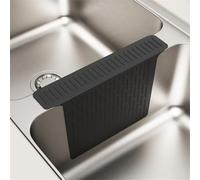 Sottosella in silicone per lavello, tappetino protettivo per lavello da cucina, divisorio resistente al calore, per piano di lavoro del bagno e della cucina (nero)