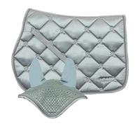Sottosella Salto+Cuffietta Ellen, Morbido e Resistente, Indispensabile per Proteggere Il Cavallo da Traumi e Shock Eccessivi, Sobrio ed Elegante (Full, Grigio)