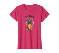 Sottosopra Ananas Express Tropical Retro Cool Vibes Maglietta, Donna, Rosso mélange, 3XL