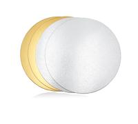 Sottotorta rotondi CiciIng | 4 pezzi | 2 mm | Ø 20 cm | Argento e oro | Rotondi | Riutilizzabili | Piatto per torte in cartone per il trasporto di dolci e torte