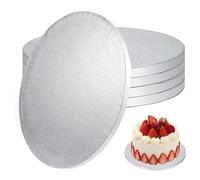 Sottotorta Tondo Cake Board 12 mm - Ø 30 cm - Argento - 5 Pezzi Cake Drum Rotondo, Vassoio Torta in Cartone, Riutilizzabili Base Torta Rivestita per Decorazione, Matrimoni, Compleanno