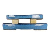 Sottovasi per bonsai ovali in gres smaltati blu (Set da n.2 pezzi) - BJ17