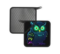 Sottovaso con gufo al neon, 2 pezzi, resistente al calore, tappetino isolante quadrato da 18 cm, adatto per cucinare, cuocere al forno, pentole calde, ecc.
