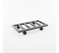 Sottovaso con Ruote Bloccabili, Base Mobile in Metallo per Vasi Pesanti | Carrello per Piante per Giardinaggio, Bianco con Ruote Silenziose e Freno, Rettangolare 50 * 25CM